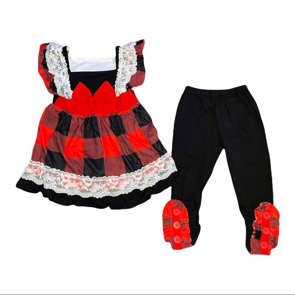 Toddler Holiday Outfit, Toddler Valentines outfit, Toddler Plaid Outfit